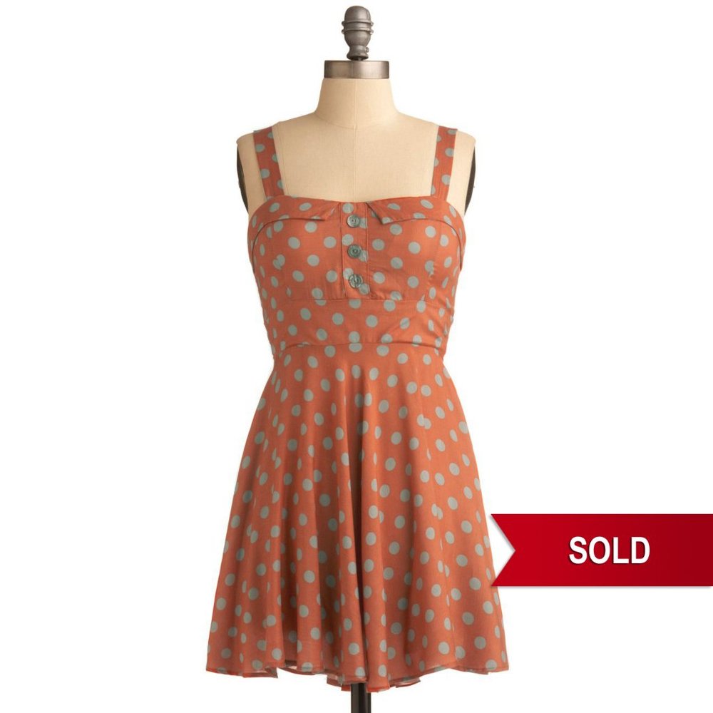 MODCLOTH 1950 Vintage Burnt Orange Polka Dot Dress